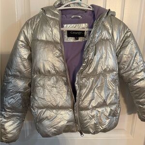 George Kids Metallic Silver Puffer Jacket